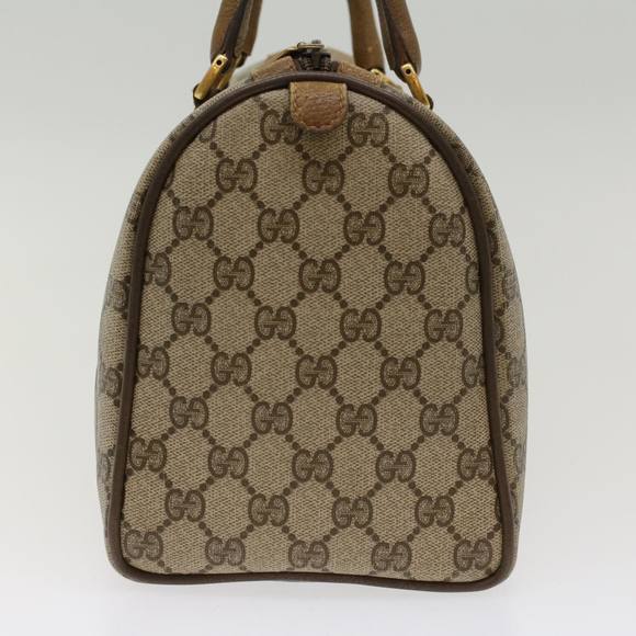 GUCCI GG Canvas Web Sherry Line Boston Bag PVC Leather Beige Green Auth yk7856 - Picture 5 of 16